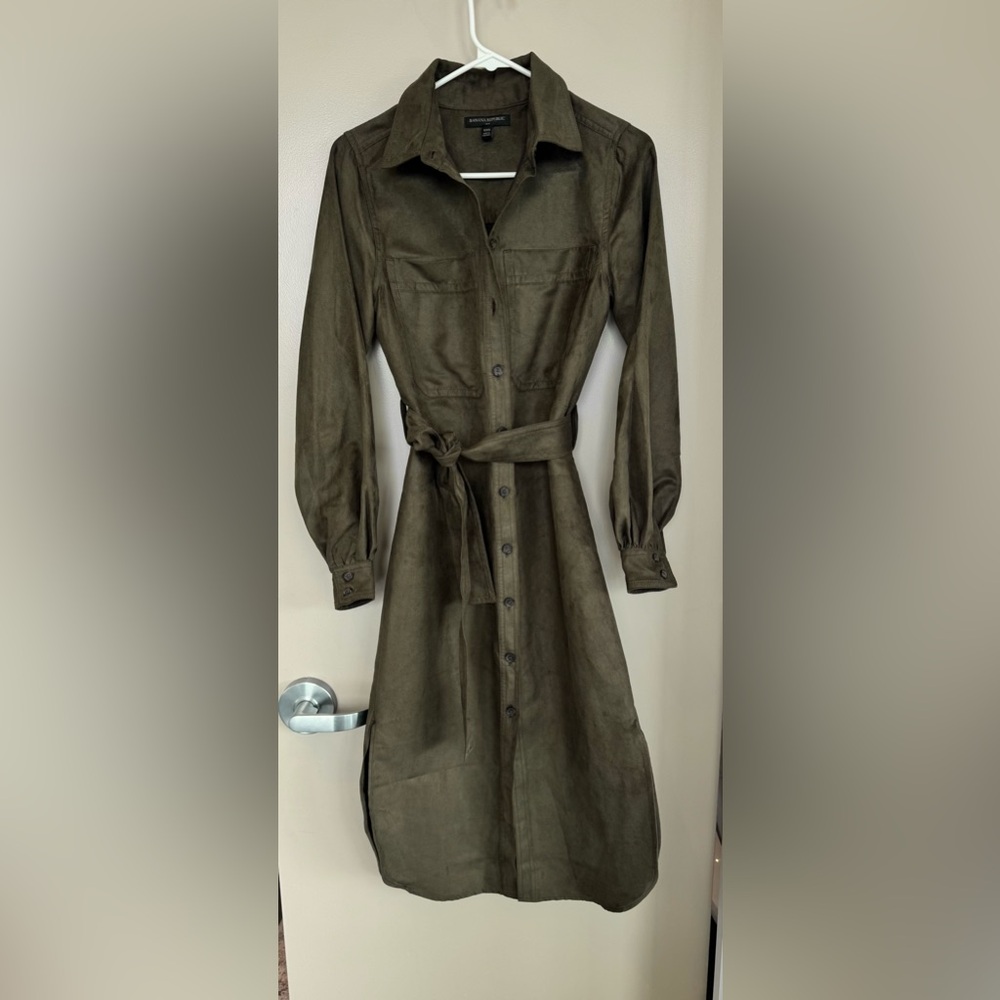 Olive Green Button-Up Dress